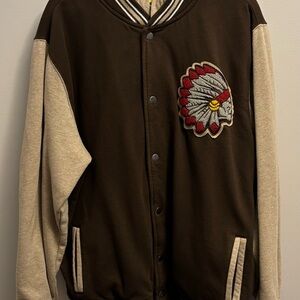 Brown and Tan Varsity Jacket